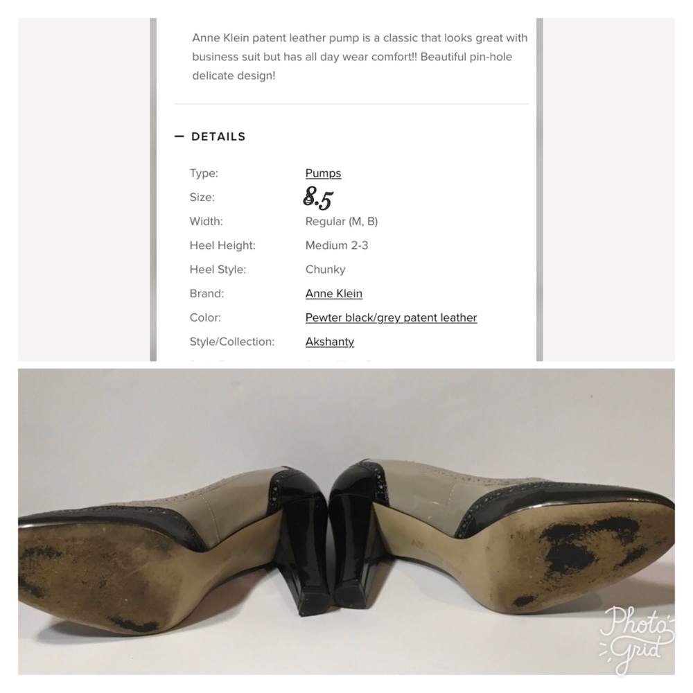 ANNE KLEIN PATENT LEATHER COLOR BLOCK MARY JANE SILVER-GREY SILVER TEE S… - Picture 9 of 9